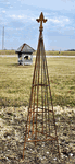 36" Metal Triangle Obelisk - Cast Iron Finial Tuteur