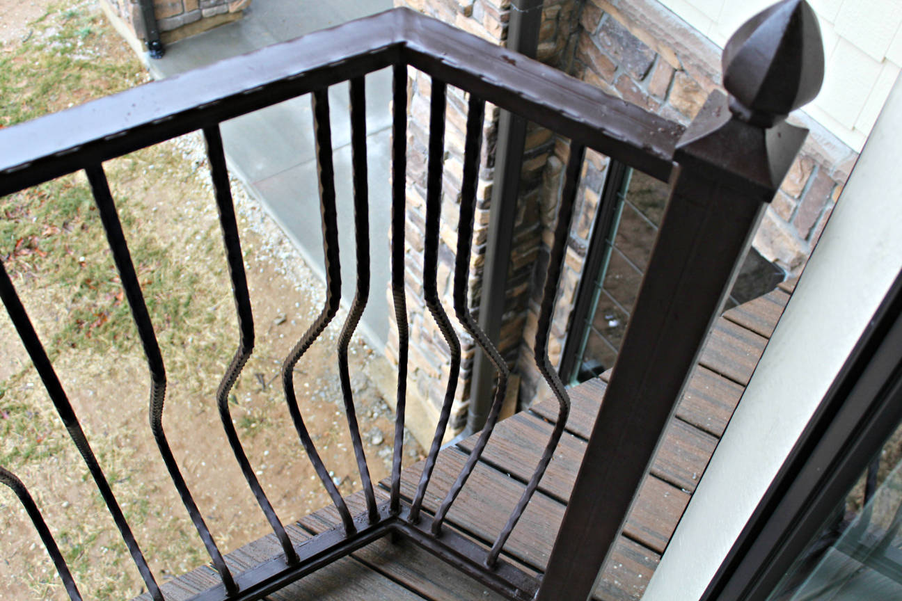 Metal Deck Railing Installed - Wrought Iron Balusters