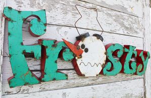 Metal Frosty Sign Winter Hanging Wall Decor