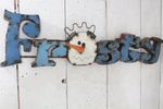 Metal Frosty Sign Winter Hanging Wall Decor