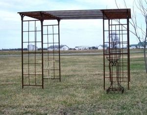 Metal Garden Double Wide Pergola 84T x 128 x 142