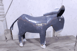 Handmade Recycled Metal Donkey Sculpture - Unique Farm Animal Statue For Home Decor