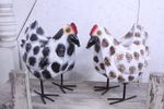 14 Metal Spotted  Hen Yard Ornament Farm Yard Birds