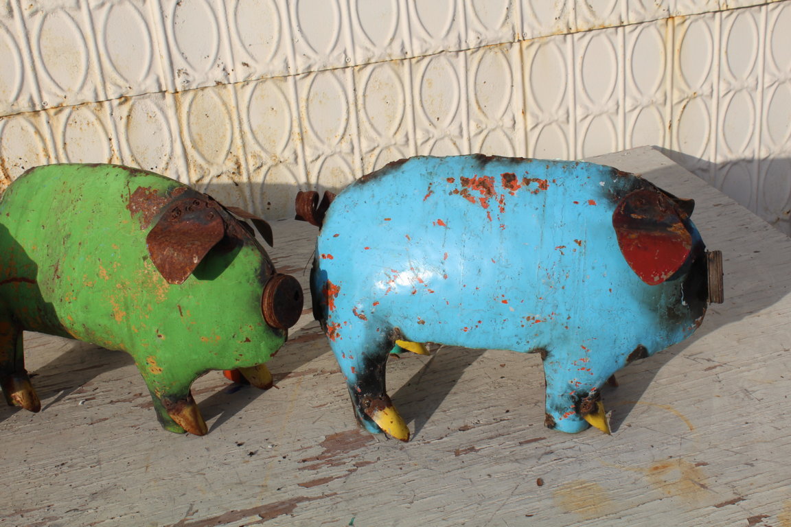 Metal Large Pig Recycled Metal Art Garden Ornament