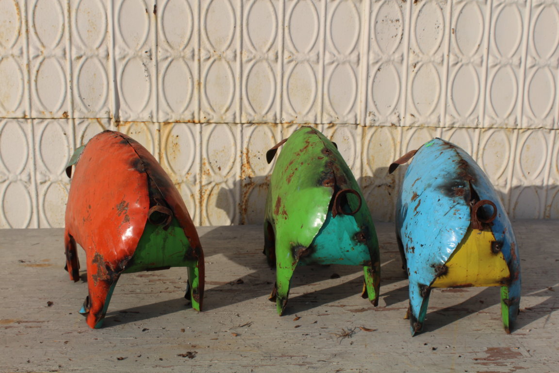 Metal Large Pig Recycled Metal Art Garden Ornament