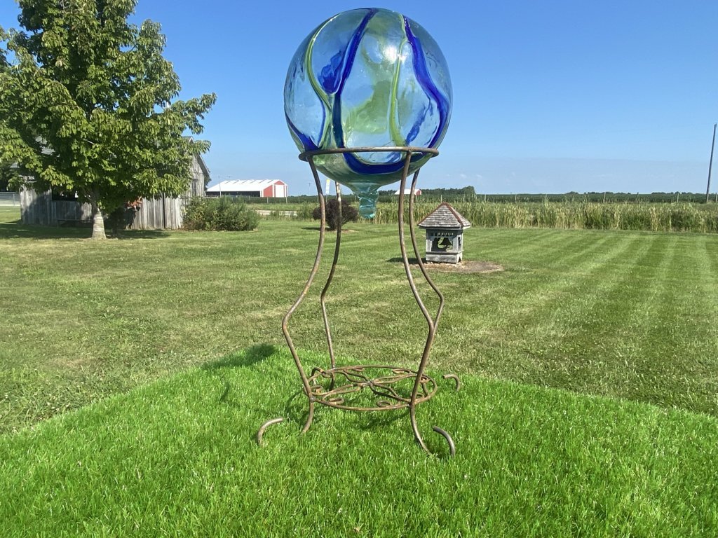 Metal 20" Plant Stand Gazing Ball Holder Decorative Container