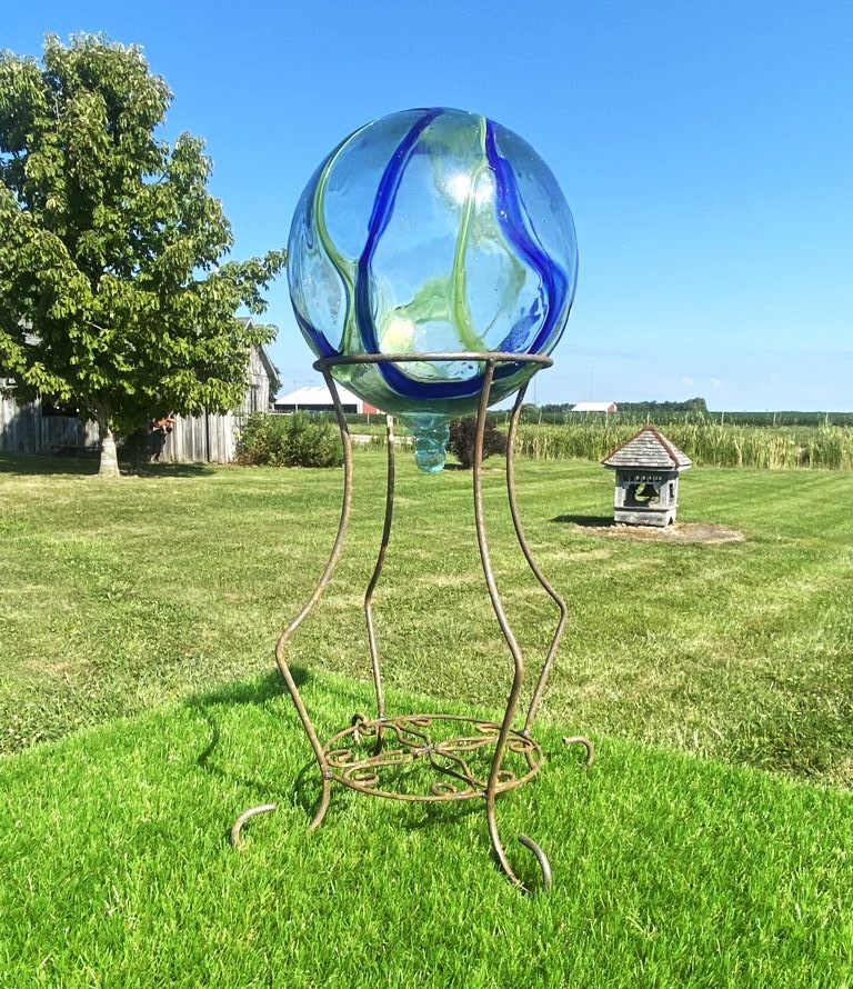Metal 20" Plant Stand Gazing Ball Holder Decorative Container