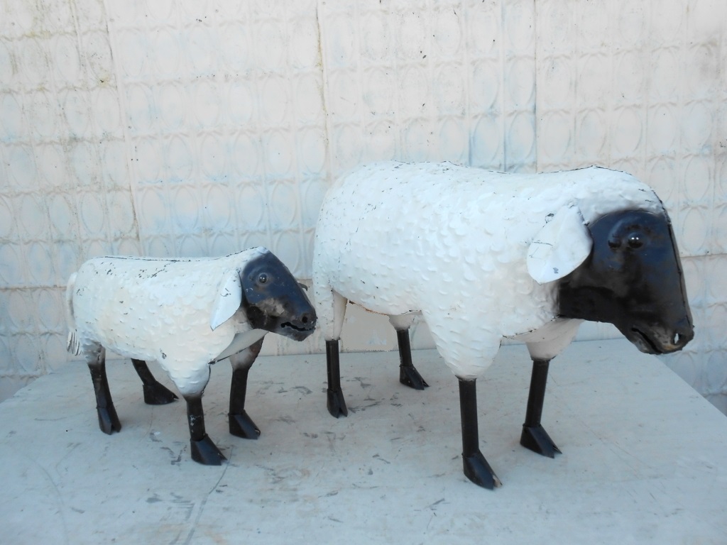 Metal Sheep and Ram Farm Animals Yard Decorations