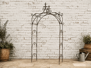 6.5 Tall Ornate Wrought Iron Arbor - Solid Steel Flower Trellis