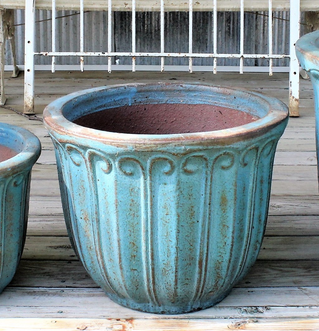 Large Planter Rustic Prescott Molded Pottery Flower Pot