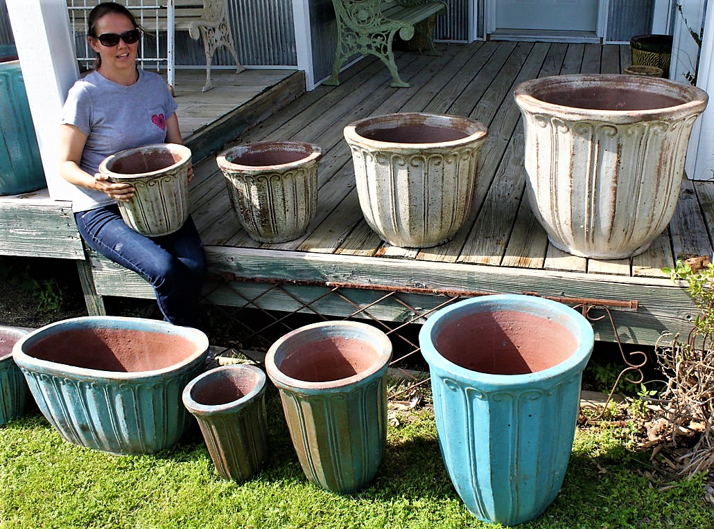 Large Planter Rustic Prescott Molded Pottery Flower Pot
