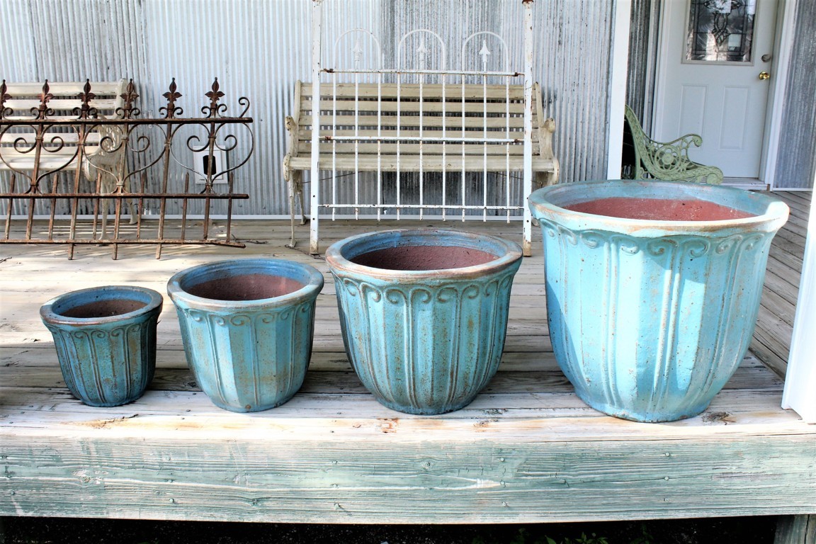 Large Planter Rustic Prescott Molded Pottery Flower Pot