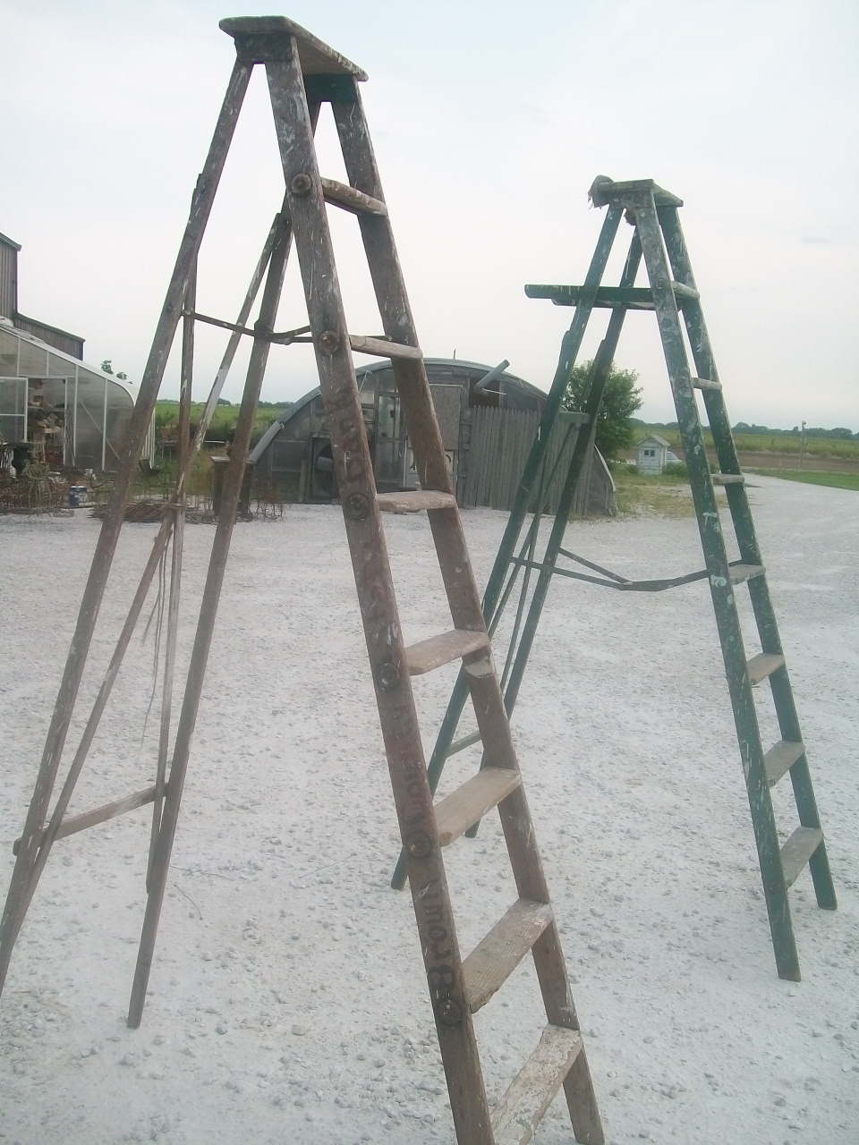 Primitive 8 Step Rustic Wooden Ladder - Vintage Ladder