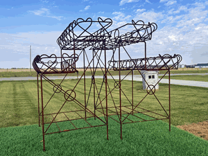 Set of 2 Wrought Iron Violet Tiered Plant Display Stands