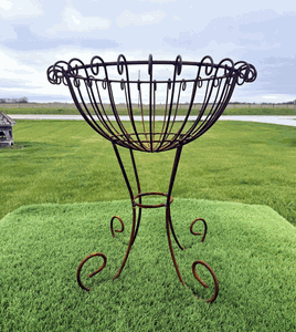 Wrought Iron Large Ginger Planter Stand Rustic Garden Basket
