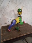 Recycled Colorful Metal Dog with Playing Frisbee