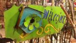 Recycled Metal Birdhouse Welcome  Sign