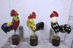 Recycled Metal Rooster Fits over a Post Barnyard Yard Art