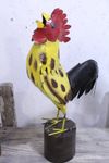 Recycled Metal Rooster Fits over a Post Barnyard Yard Art
