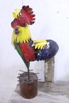 Recycled Metal Rooster Fits over a Post Barnyard Yard Art