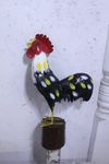 Recycled Metal Rooster Fits over a Post Barnyard Yard Art