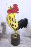 Recycled Metal Rooster Fits over a Post Barnyard Yard Art