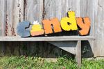 Recycled Metal Candy Sign Fall Decor