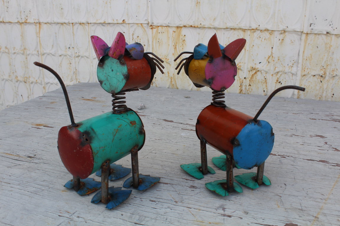 Recycled Metal Cat Lawn Ornament Yard Decor