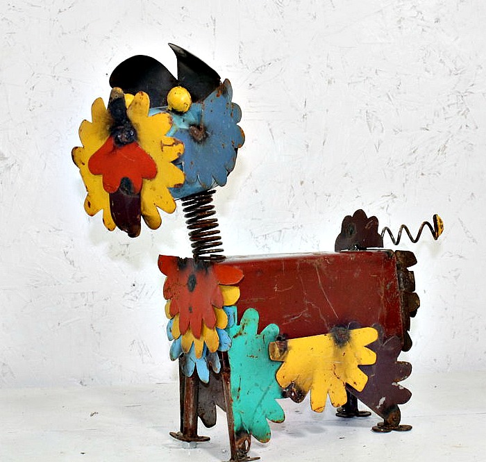 Recycled Metal Colorful Sandra Scottie Dog Lawn Decor