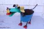 Recycled Metal Dog Planter Decorative Pot Container
