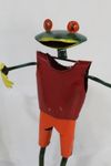 Recycled Metal Frog On Skateboard Yard Decor