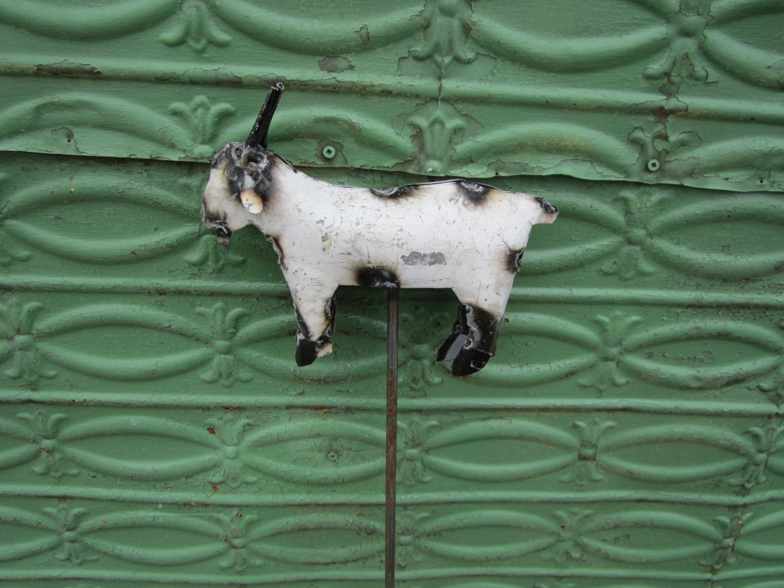 Recycled Metal Goat Yard Stake Lawn Ornament