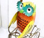 Recycled Metal Owl on Trike Flower Pot Container Bird Planter