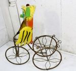 Recycled Metal Owl on Trike Flower Pot Container Bird Planter
