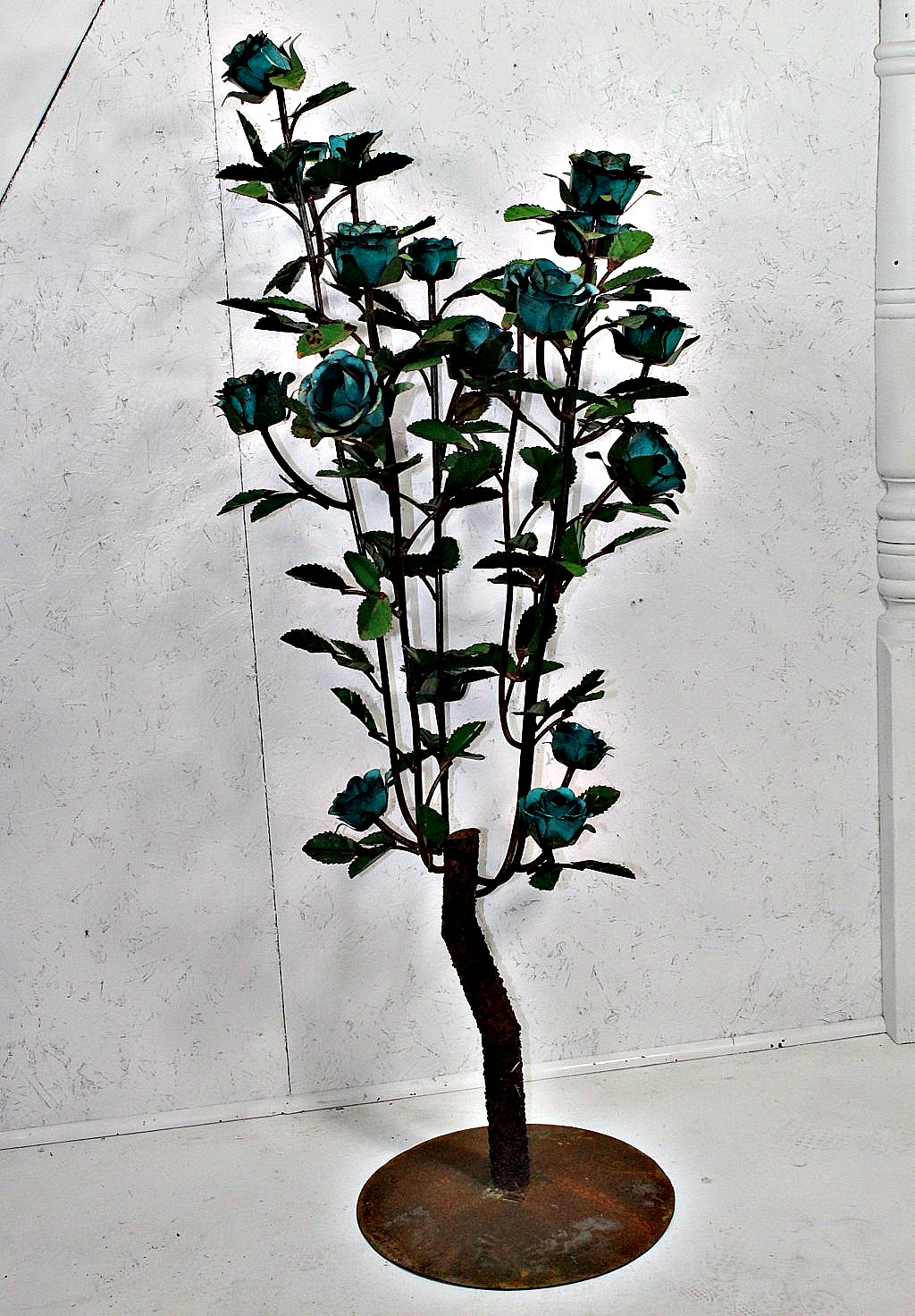 Recycled Stand of Metal Roses Garden Art