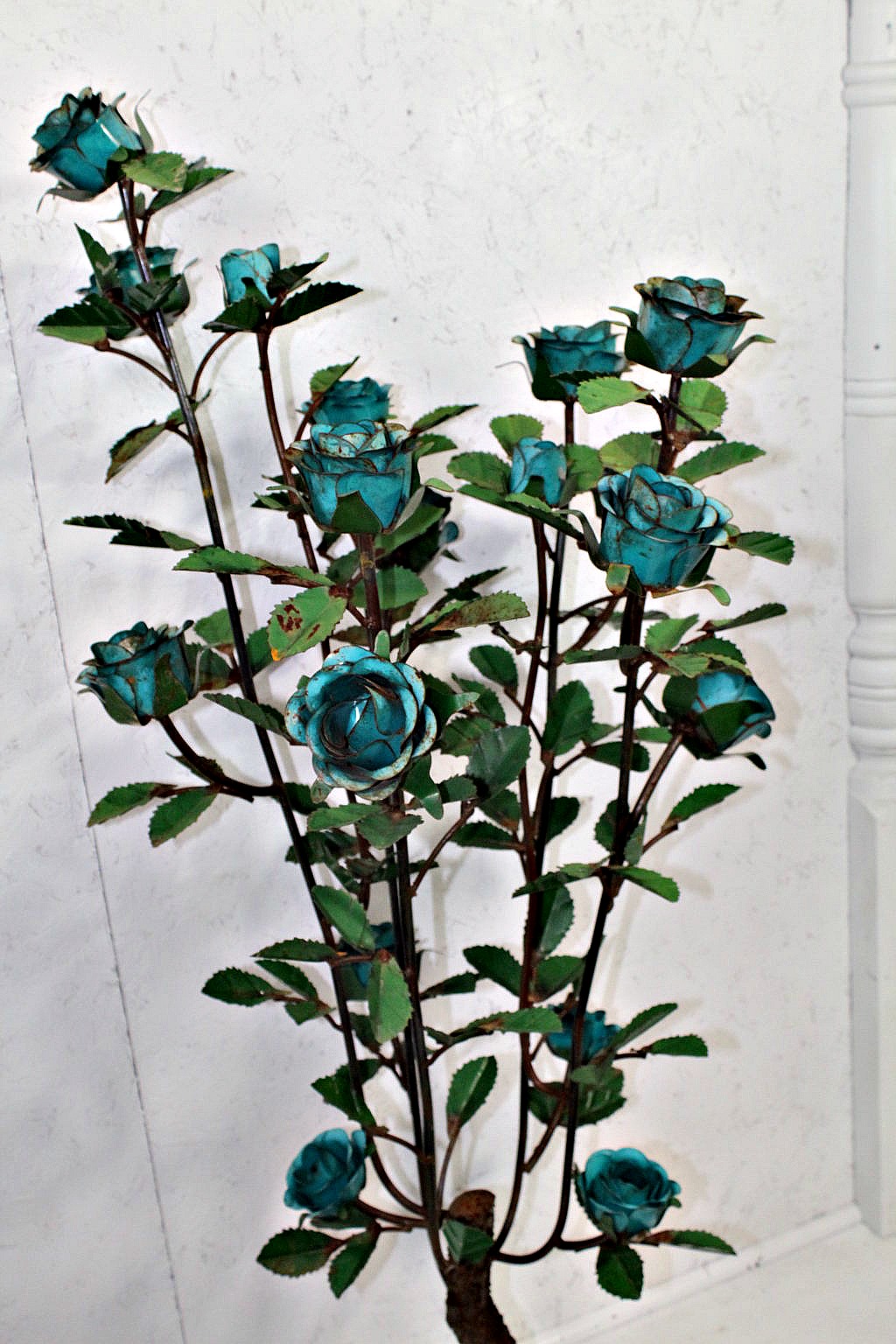 Recycled Stand of Metal Roses Garden Art
