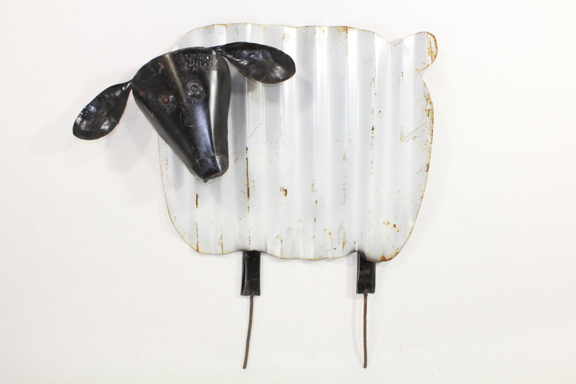 Rustic Ribbed Metal Sanfred Sheep Garden Stake