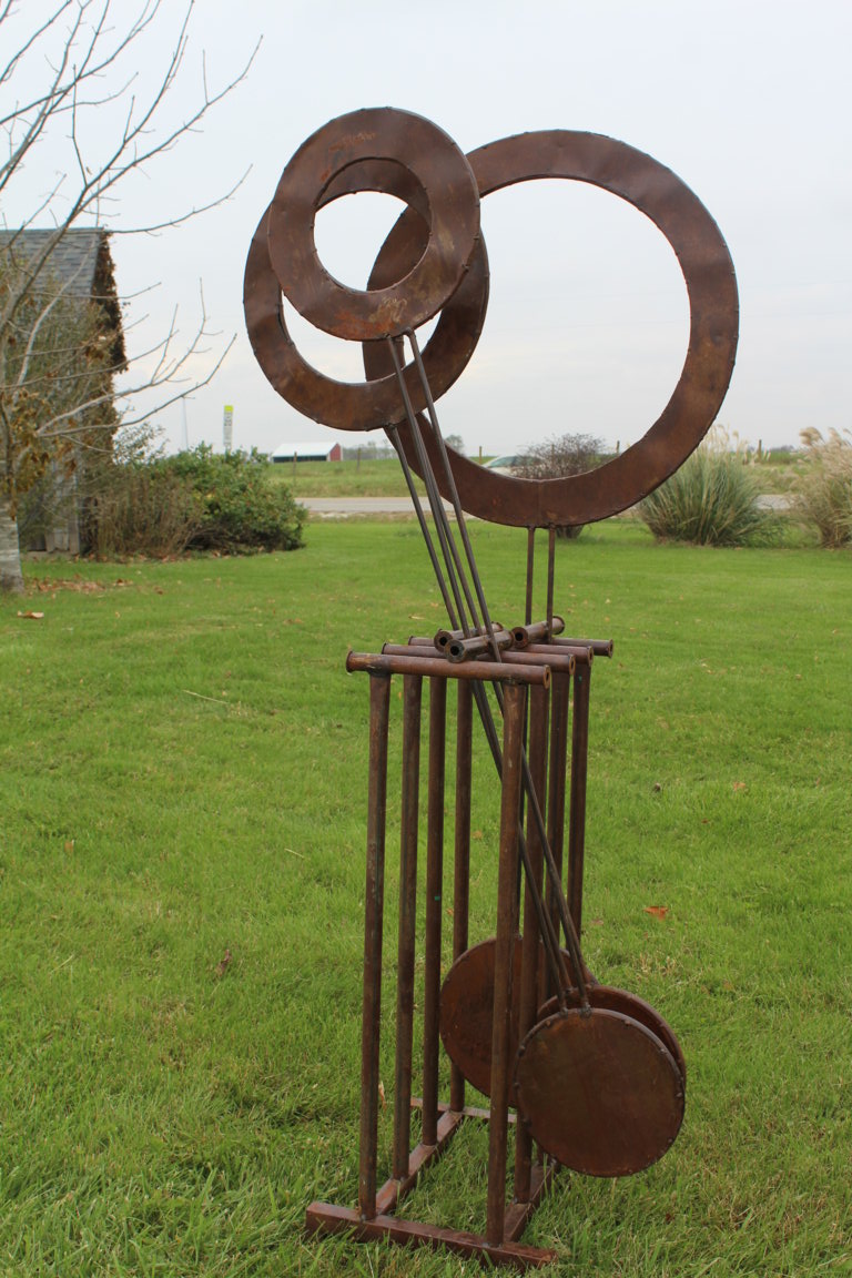 Rustic Sculpture Large Metal Yard Art Pendulum