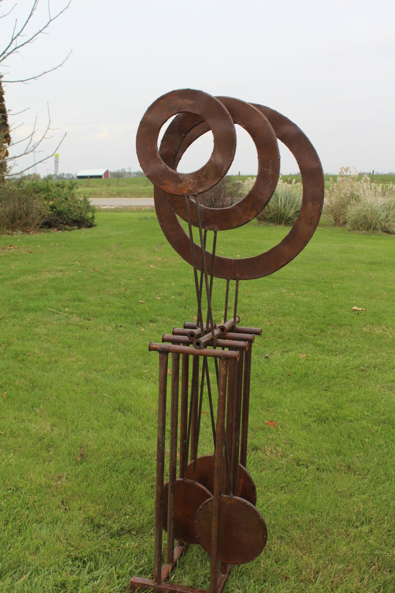 Rustic Sculpture Large Metal Yard Art Pendulum