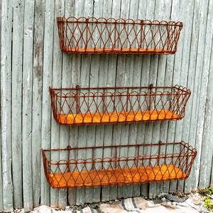 Rustic Tin Bottom Wrought Iron Window Boxes