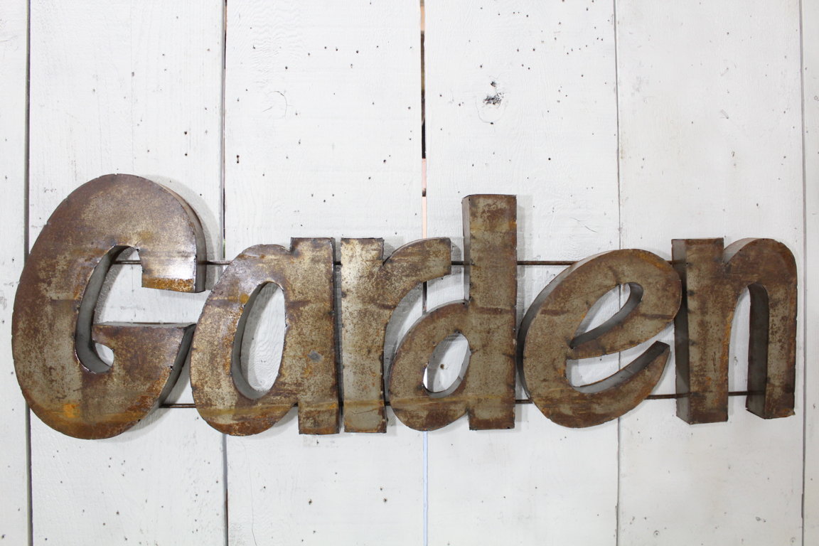 Rusty Metal 3D Garden Sign Decorative Wall Art