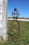 Small Wrought Iron Ball Top Stick Man Topiary Trellis for Climbing Vines
