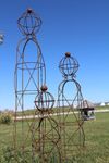 Small Wrought Iron Ball Top Stick Man Topiary Trellis for Climbing Vines