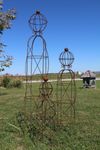 Small Wrought Iron Ball Top Stick Man Topiary Trellis for Climbing Vines