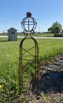 Small Wrought Iron Ball Top Stick Man Topiary Trellis for Climbing Vines
