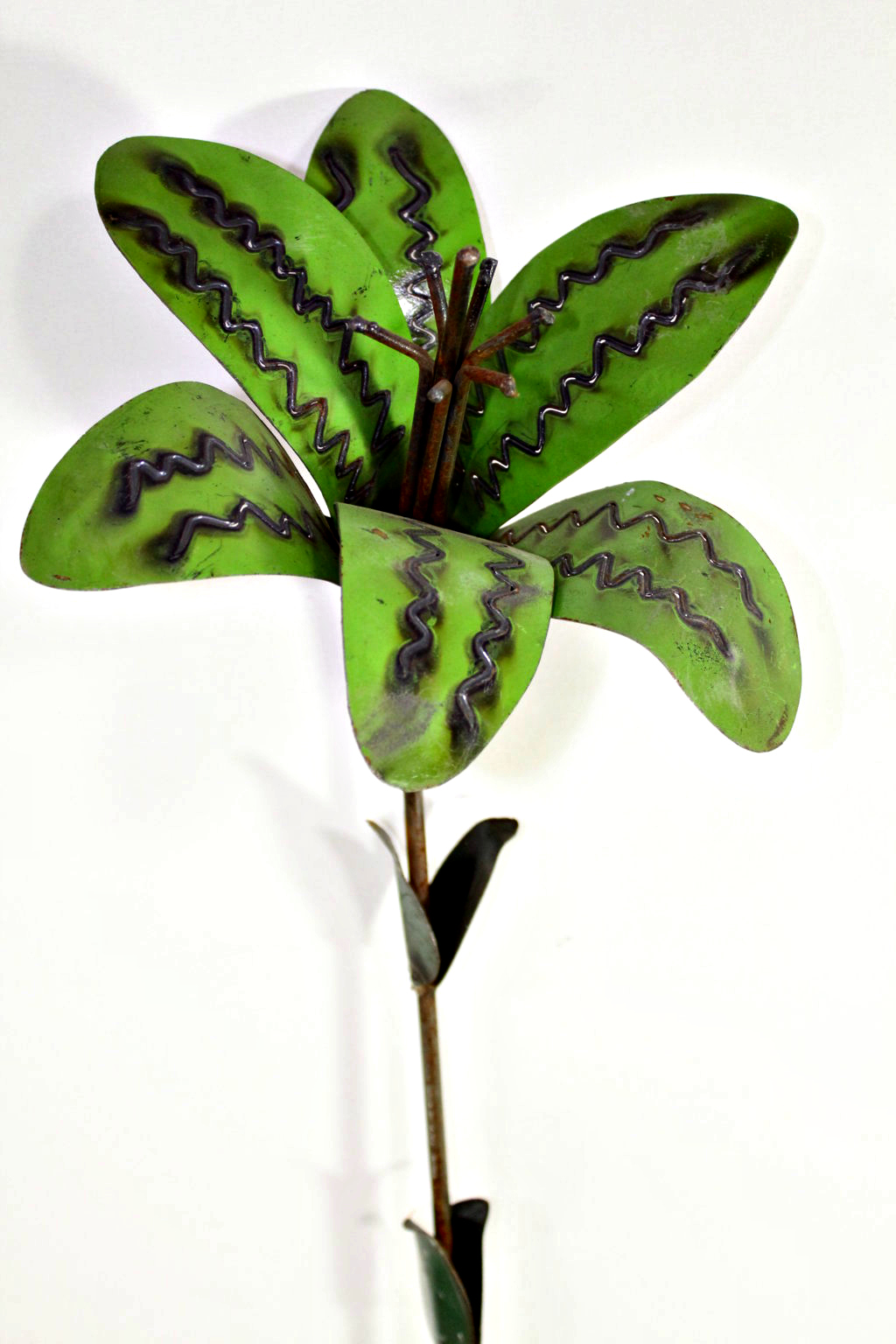 Tin Flower Stake Lawn Ornament Yard Art