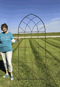 Wrought Iron 84 Wide Milton Garden Trellis Gothic Arch Climbing Roses