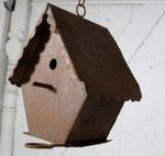 Rustic Metal Hanging Birdhouse Feathered Friends Home