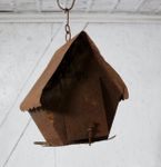 Rustic Metal Hanging Birdhouse Feathered Friends Home