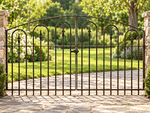 Vintage Metal Woodson Garden Fence Gate - 3 ft Tall x 6 ft Wide